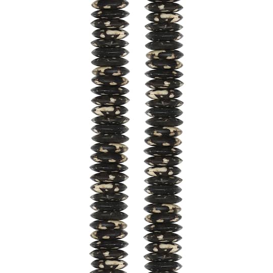 Brown &#x26; White Spotted Bone Rondelle Beads by Bead Landing&#xAE;